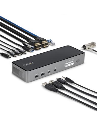 StarTech.com Docking Station Universal USB-C de 3 Pantallas - Docking Station USB Tipo C HDMI DP - PD 140W para Carga de MacBook