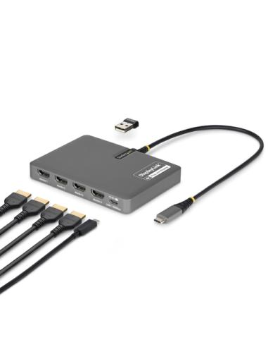 StarTech.com QUAD-USB-HDMI-ADAPT base para portátil y replicador de puertos Alámbrico USB 3.2 Gen 1 (3.1 Gen 1) Type-C Gris