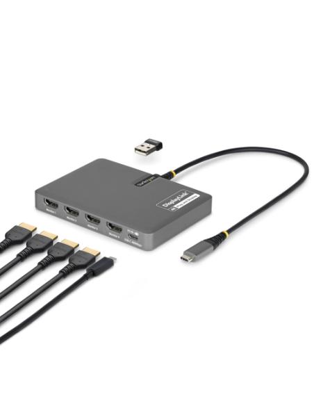 StarTech.com QUAD-USB-HDMI-ADAPT base para portátil y replicador de puertos Alámbrico USB 3.2 Gen 1 (3.1 Gen 1) Type-C Gris