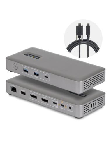 StarTech.com Docking Station USB4 USB-C Universal sin Controladores de 2 Monitores para macOS/Windows - con Carga de 100W para P