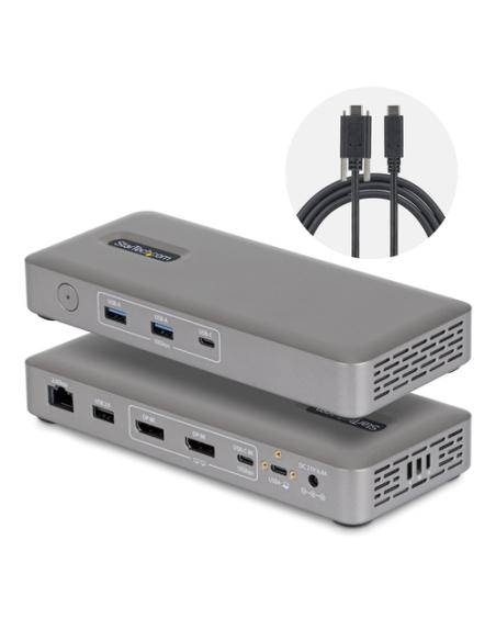 StarTech.com Docking Station USB4 USB-C Universal sin Controladores de 2 Monitores para macOS/Windows - con Carga de 100W para P