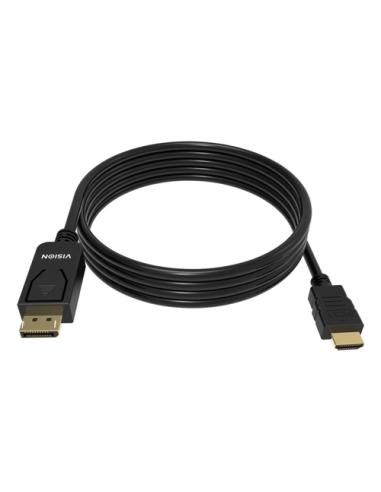 Vision TC 2MDPHDMI8K/BL adaptador de cable de vídeo 2 m DisplayPort HDMI Negro