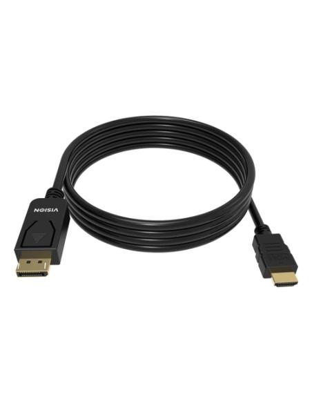 Vision TC 2MDPHDMI8K/BL adaptador de cable de vídeo 2 m DisplayPort HDMI Negro