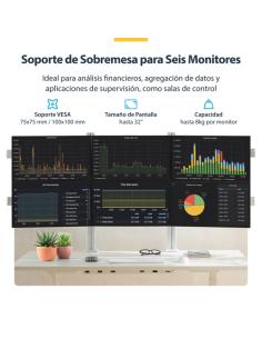 StarTech.com 6-MONITOR-ARM-A soporte para monitor 81,3 cm (32") Escritorio Blanco