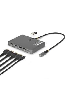 StarTech.com QUAD-USB-DP-ADAPT base para portátil y replicador de puertos Alámbrico USB 3.2 Gen 1 (3.1 Gen 1) Type-C Gris