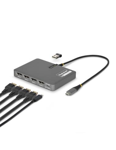 StarTech.com QUAD-USB-DP-ADAPT base para portátil y replicador de puertos Alámbrico USB 3.2 Gen 1 (3.1 Gen 1) Type-C Gris