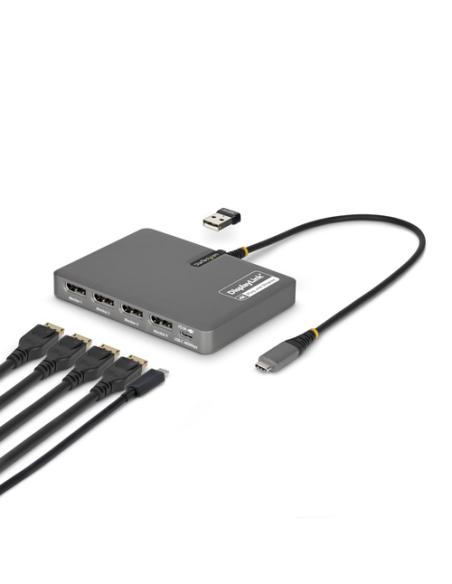StarTech.com QUAD-USB-DP-ADAPT base para portátil y replicador de puertos Alámbrico USB 3.2 Gen 1 (3.1 Gen 1) Type-C Gris