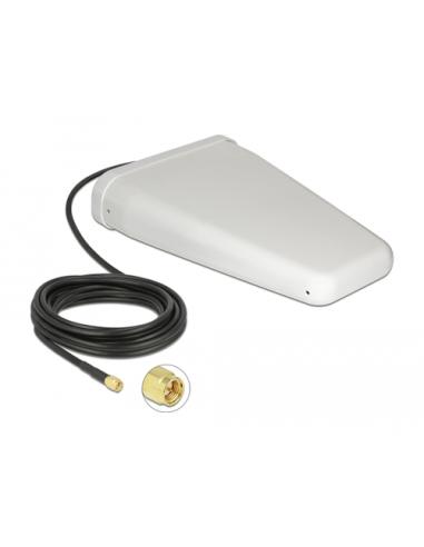 DeLOCK Antena LTE SMA macho de 7 - 9 dBi direccional con cable de conexión (RG-58, 5 m) blanca para exteriores
