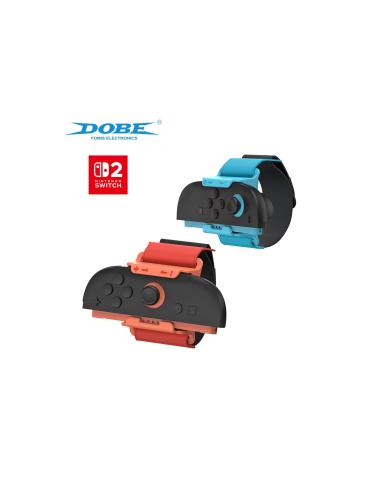 Bandas de Muñeca DOBE Ajustables para Joy-Con Nintendo Switch 2 Rojo y Azul