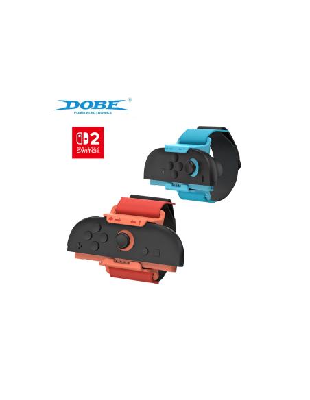 Bandas de Muñeca DOBE Ajustables para Joy-Con Nintendo Switch 2 Rojo y Azul