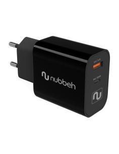 Cargador de Pared Nubbeh Bhoot 30W Dual USB-A y USB-C Negro