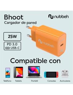 Cargador de Pared Nubbeh Bhoot USB-C Power Delivery 3.0 25W Naranja 2