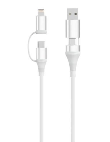 Ewent EC1076 cable USB USB 2.0 2 m USB A/USB C USB C/Lightning 0,48 Gbit/s 60 W Blanco