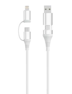 Ewent EC1075 cable USB USB 2.0 1 m USB A/USB C USB C/Lightning 0,48 Gbit/s 60 W Blanco