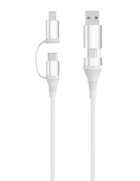 Ewent EC1075 cable USB USB 2.0 1 m USB A/USB C USB C/Lightning 0,48 Gbit/s 60 W Blanco