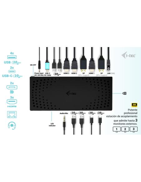 i-tec USB 3.0 / USB-C / Thunderbolt, 3x 4K Docking Station Gen 2 + Power Delivery 100W