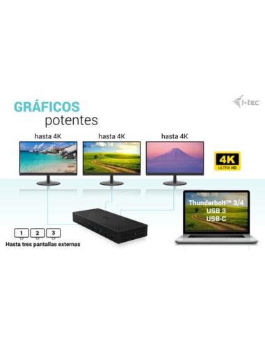 i-tec USB 3.0 / USB-C / Thunderbolt, 3x 4K Docking Station Gen 2 + Power Delivery 100W