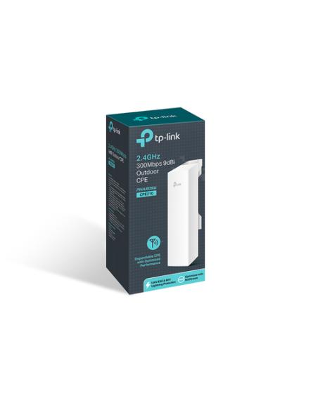 TP-Link 2.4GHz 300Mbps 9dBi Outdoor CPE 300 Mbit/s Blanco Energía sobre Ethernet (PoE)
