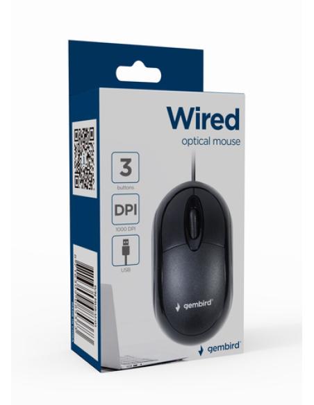 Gembird MUS-U-01 ratón Ambidextro USB tipo A Óptico 1000 DPI