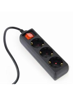 REGLETA GEMBIRD PARA UPS/SAI 3 ENCHUFES SHUCO CON PROTECCION E INTERRUPTOR / ENCHUFE C14 / NEGRO / EG-PSU3-01