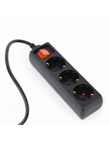 REGLETA GEMBIRD PARA UPS/SAI 3 ENCHUFES SHUCO CON PROTECCION E INTERRUPTOR / ENCHUFE C14 / NEGRO / EG-PSU3-01