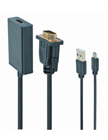 Gembird A-VGA-HDMI-01 adaptador de cable de vídeo 0,15 m HDMI tipo A (Estándar) VGA (D-Sub) Negro