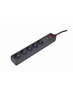 REGLETA GEMBIRD 5 ENCHUFES SHUCO CON PROTECCION E INTERRUPTOR / 4.5 M. / NEGRO / SPG5-C-15