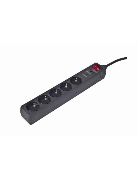 REGLETA GEMBIRD 5 ENCHUFES SHUCO CON PROTECCION E INTERRUPTOR / 4.5 M. / NEGRO / SPG5-C-15