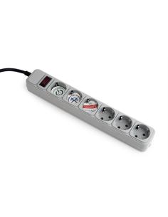 REGLETA GEMBIRD 6 ENCHUFES SHUCO CON PROTECCION E INTERRUPTOR / 1.8 M. / GRIS / SPG6-B-6C