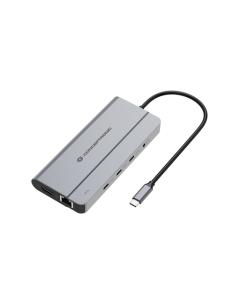 Conceptronic DONN34G base para portátil y replicador de puertos Alámbrico USB 3.2 Gen 2 (3.1 Gen 2) Type-C Gris