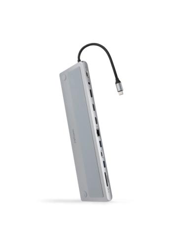 Nanocable HUB USB-C 12 en 1, Conversor USB-C 3.1 a 3xUSB-A 3.0 + USB-C 3.0 + USB-C PD 100W + 2xHDMI 4K60Hz + DP 4K60Hz + RJ45 1G