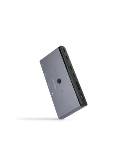 Nanocable Switch Conmutador KVM 2x USB-C a 3xUSB-A+2xPD+HDMI+DP+Audio