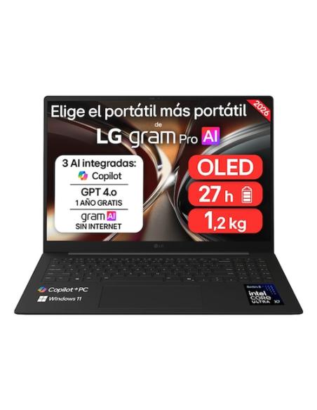 LG Gram Pro 16Z90U 16" Copilot+ PC Intel Core Ultra X7 358H Portátil 40,6 cm (16") WQXGA+ 32 GB LPDDR5x-SDRAM 512 GB SSD Windows