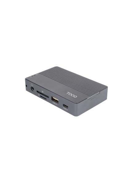 TooQ Caja externa para SSD M.2 NVMe/SATA + HUB USB-C 3.2 Gen2 con 2x USB-A 3.1 + 1x USB-A 2.0 + USB-C 3.2 Gen2 + HDMI 2.0 + RJ45