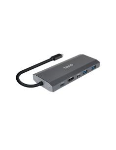 TooQ Caja externa para SSD M.2 NGFF/NVMe + HUB USB 3.2 Gen2 con 1xUSB-C/PD + 2xUSB-A + USB-C + HDMI, Gris