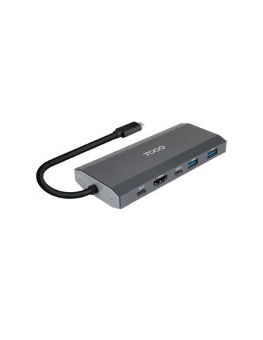 TooQ Caja externa para SSD M.2 NGFF/NVMe + HUB USB 3.2 Gen2 con 1xUSB-C/PD + 2xUSB-A + USB-C + HDMI, Gris