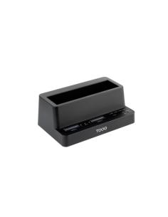 TooQ Docking Station USB-C 3.2 Gen 2 Dos Bahías para SSD M.2 NVMe + Bahía para 2,5"- 3,5" para HDD + Clonador, Negro