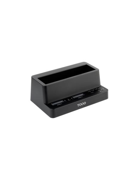 TooQ Docking Station USB-C 3.2 Gen 2 Dos Bahías para SSD M.2 NVMe + Bahía para 2,5"- 3,5" para HDD + Clonador, Negro