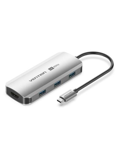 Vention TGESB base para portátil y replicador de puertos Alámbrico USB 3.2 Gen 1 (3.1 Gen 1) Type-C Gris