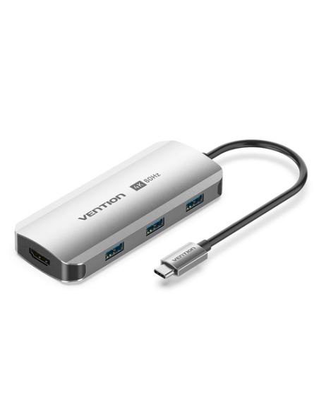 Vention TGESB base para portátil y replicador de puertos Alámbrico USB 3.2 Gen 1 (3.1 Gen 1) Type-C Gris
