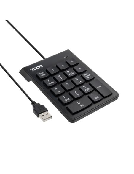 TooQ Teclado numérico USB, 19 teclas, Negro