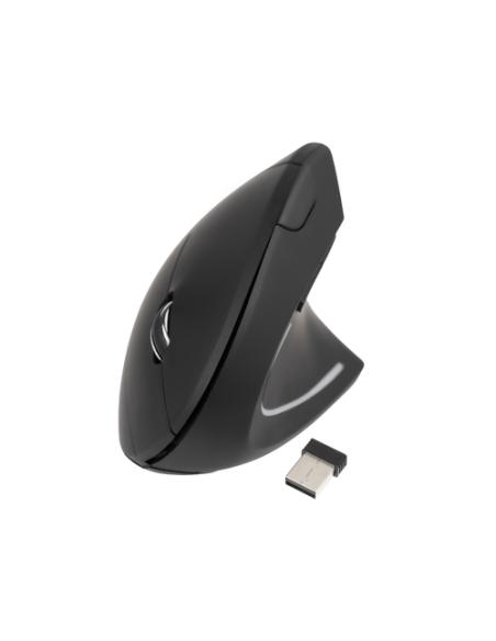 TooQ Ratón Inalámbrico Ergonómico Vertical 3200 DPI, 6 botones, Negro