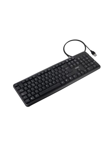 TooQ Teclado USB, 104 teclas, Negro