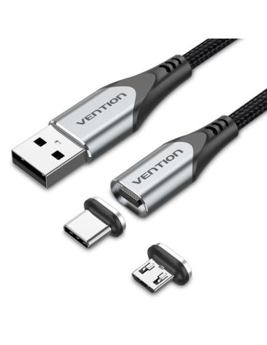 Vention CQMHD cable de teléfono móvil Gris, Negro 0,5 m USB A Micro USB Type-B/USB Type-C