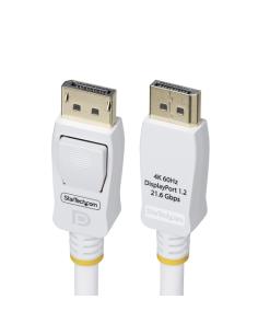StarTech.com Cable DisplayPort 1.2 Certificado VESA Blanco de 1,8m - Cable DP 1.2 para Monitor - 4K 60Hz - 21,6Gbps - con Pestil