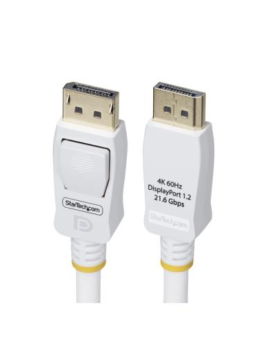 StarTech.com Cable DisplayPort 1.2 Certificado VESA Blanco de 1,8m - Cable DP 1.2 para Monitor - 4K 60Hz - 21,6Gbps - con Pestil
