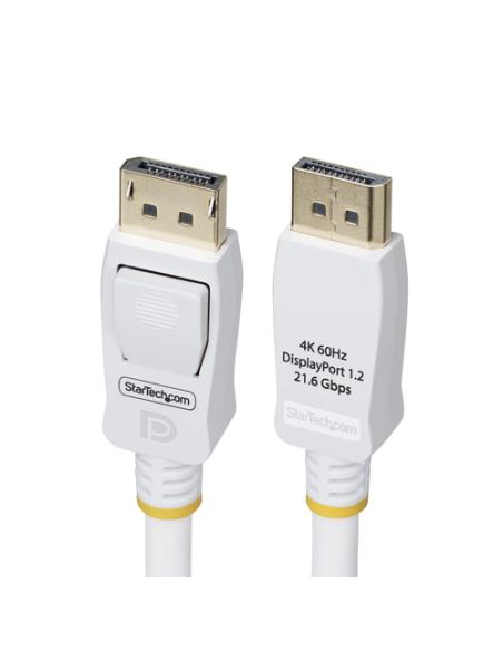 StarTech.com Cable DisplayPort 1.2 Certificado VESA Blanco de 1,8m - Cable DP 1.2 para Monitor - 4K 60Hz - 21,6Gbps - con Pestil