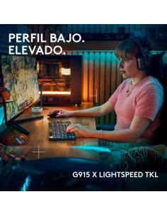 Logitech G Teclado para gaming inalámbrico de perfil bajo G915 X LIGHTSPEED TKL, teclas de PBT de doble moldeado, teclas totalme