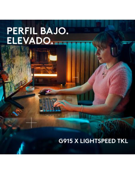 Logitech G Teclado para gaming inalámbrico de perfil bajo G915 X LIGHTSPEED TKL, teclas de PBT de doble moldeado, teclas totalme