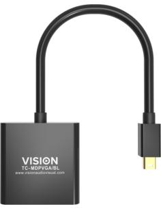 Vision TC-MDPVGA/BL adaptador de cable de vídeo Mini DisplayPort VGA (D-Sub) Negro